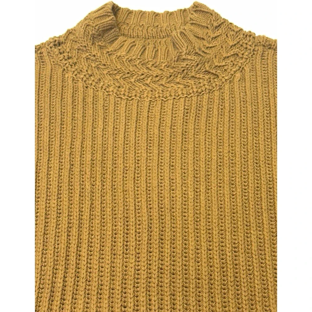 NWT L.L. Bean Signature Organic Cotton Mockneck Ribbed Sweater Walnut Large L